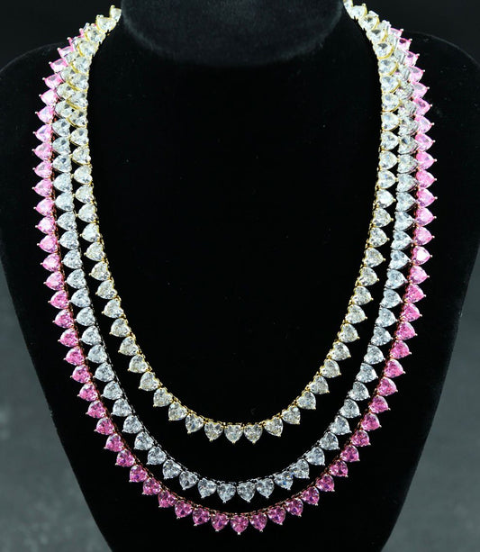 Heart Shaped Tennis Necklace